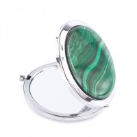Зеркальце карманное из малахита, цвет серебро AZY-121273