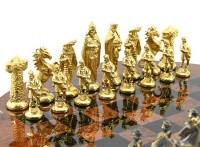 Шахматы из бронзы на доске из обсидиана СРЕДНЕВЕКОВЬЕ  AZRK-1459011
