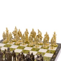 Шахматы подарочные из мрамора и змеевика БОГАТЫРИ AZY-126130