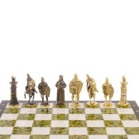Шахматы подарочные из мрамора и змеевика БОГАТЫРИ AZY-126130