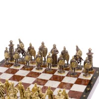 Шахматы подарочные из мрамора и лемезита БОГАТЫРИ AZY-126131