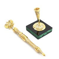 Подарочная ручка из малахита ГЕРБ РФ AZRK-3330241