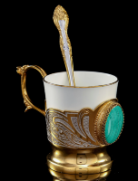 Чайная чашка с ложечкой МАЛАХИТ AZRV37868