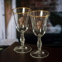 Набор бокалов для вина и шампанского ЛЕВ с накладкой в деревянном футляре GP-1200088