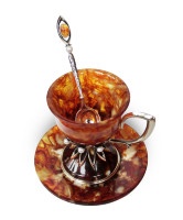 Кофейная чашка из янтаря ИМПЕРАТРИЦА AZJ-8302-L