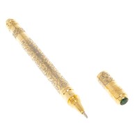 Подарочная шариковая ручка с зелёным фианитом AZY-126877 
