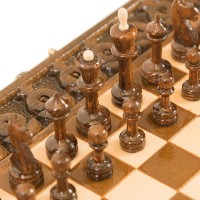 Шахматы+нарды резные с гранатами GDkh122