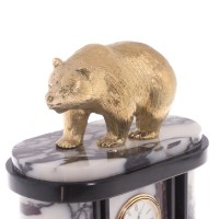 Часы из камня с бронзовым литьём БУРЫЙ МЕДВЕДЬ AZY-122159