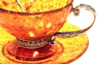 Чайный набор из янтаря АНТИЧНЫЙ 48.Br-368