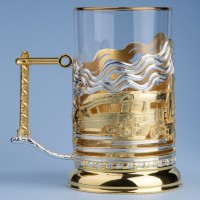 Подстаканник ПАРОВОЗЫ (золочение, серебрение) 061.L1068/3G