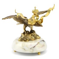 Статуэтка бронзовая ДВУГЛАВЫЙ ОРЕЛ на подставке из мрамора 037.rk1350610st