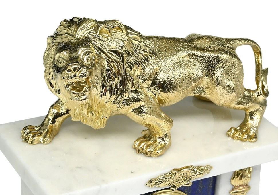 Часы каминные из мрамора и малахита ЛЕВ 037rk.3200537