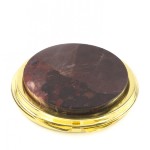 Зеркальце карманное с накладкой из яшмы, золотистое AZY-121157