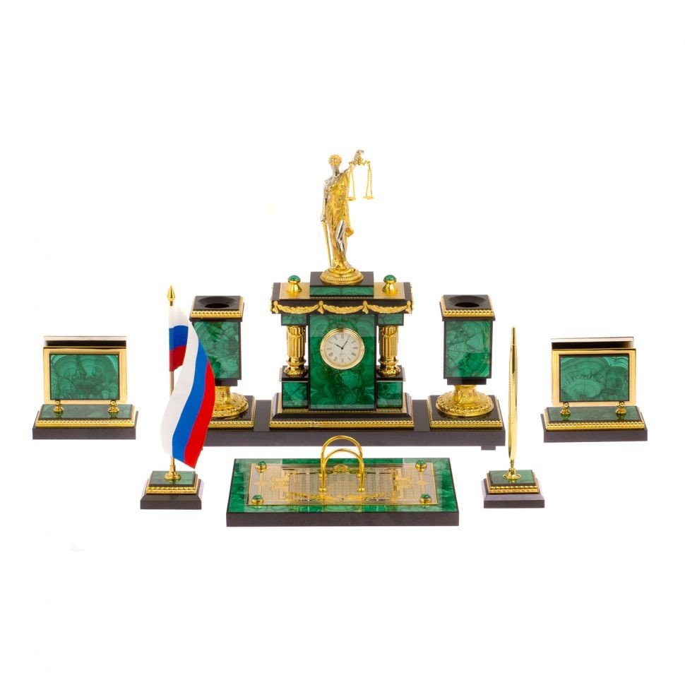 Настольный письменный набор из малахита ФЕМИДА 072125278