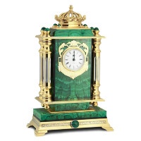 Часы каминные из малахита КОРОНА 072384 Часы каминные из малахита КОРОНА 072384