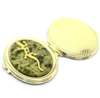 Карманное зеркало из змеевика с ящеркой(стразы), золотистое AZRK-1314728ai