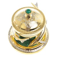 Икорница ДВЕ СТЕРЛЯДКИ со вставками  из малахита 072123278