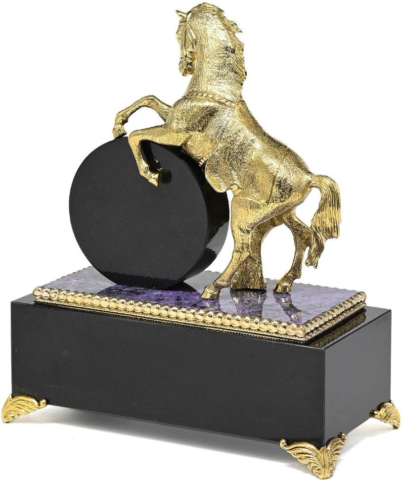 Часы настольные из камня чароита КОНЬ 037rk.3740241