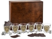 Набор из 6-ти бокалов для виски ГЕОРГИЙ ПОБЕДОНОСЕЦ в деревянном футляре GP-13000689