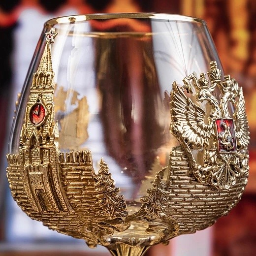 Набор из 2-х бокалов для коньяка РОССИЯ в деревянном футляре GP-50402028/3