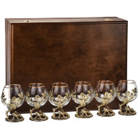 Набор бокалов для коньяка в деревянной шкатулке ТИГР GP-10059345