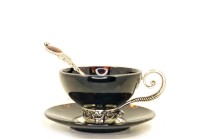 Чашка чайная из янтаря АНТИК AZJ-3702/black