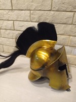 Шлем спартанский ЦАРЬ ЛЕОНИД с чернёным плюмажем NA-36073