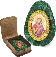 Икона в окладе из натурального малахита БОГОРОДИЦА 037rk.3401773