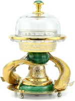 Икорница подарочная c малахитом ДВА ОСЕТРА 037rk3330304