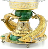 Икорница подарочная c малахитом ДВА ОСЕТРА 037rk3330304