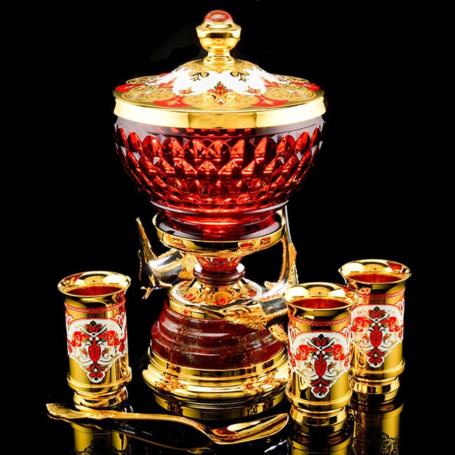 Икорница с рюмками ДАРЫ МОРЯ AZS-05757Ц