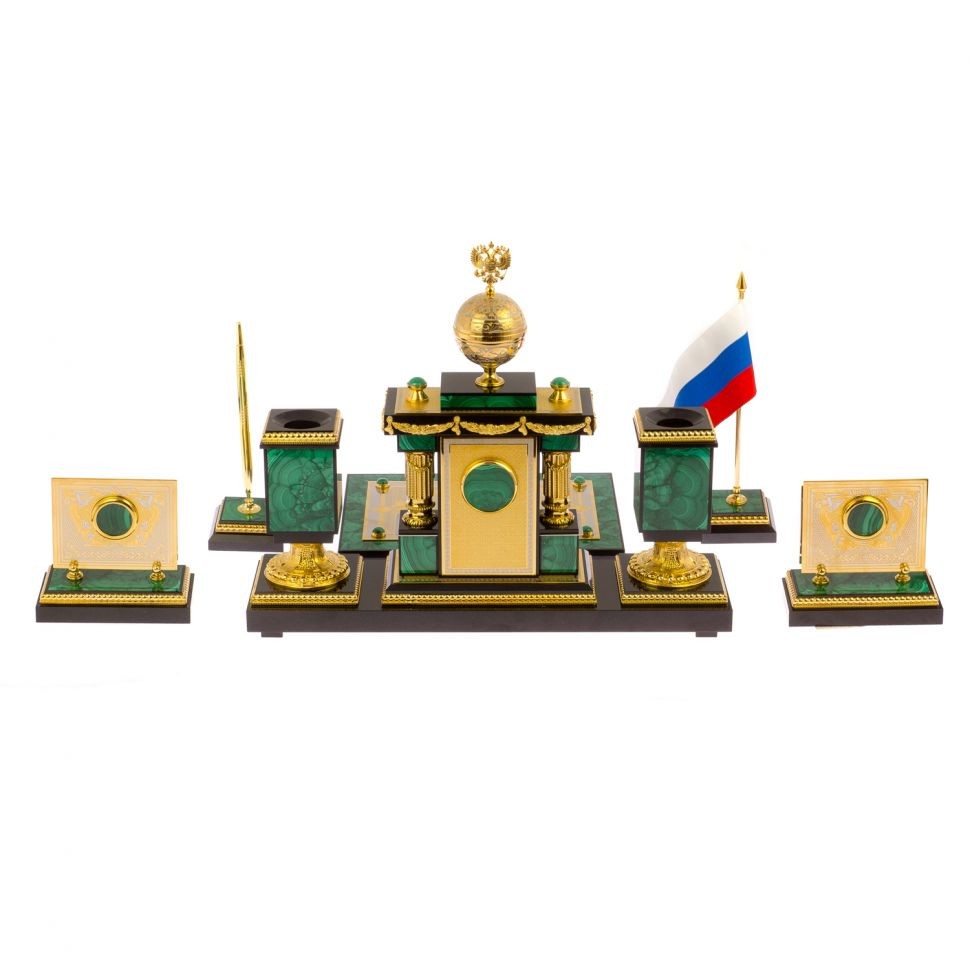Настольный письменный набор из малахита ДЕРЖАВА 072125280