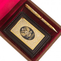 Подарочный набор ДОКУМЕНТЫ обложка для паспорта и ручка Златоуст с гравировкой AZY-122390
