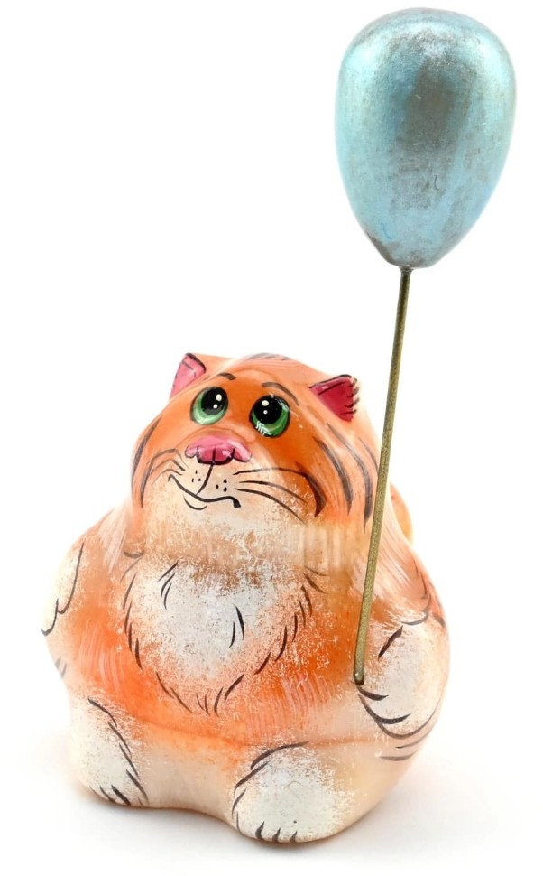 Статуэтка из селенита КОТ С ШАРИКОМ AZRK-665218 Статуэтка из селенита КОТ С ШАРИКОМ AZRK-665218