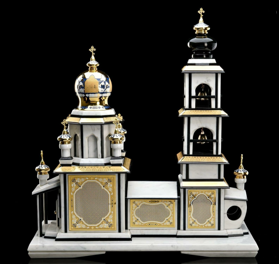 Часы интерьерные из камня ПРАВОСЛАВНЫЙ ХРАМ AZRV22167