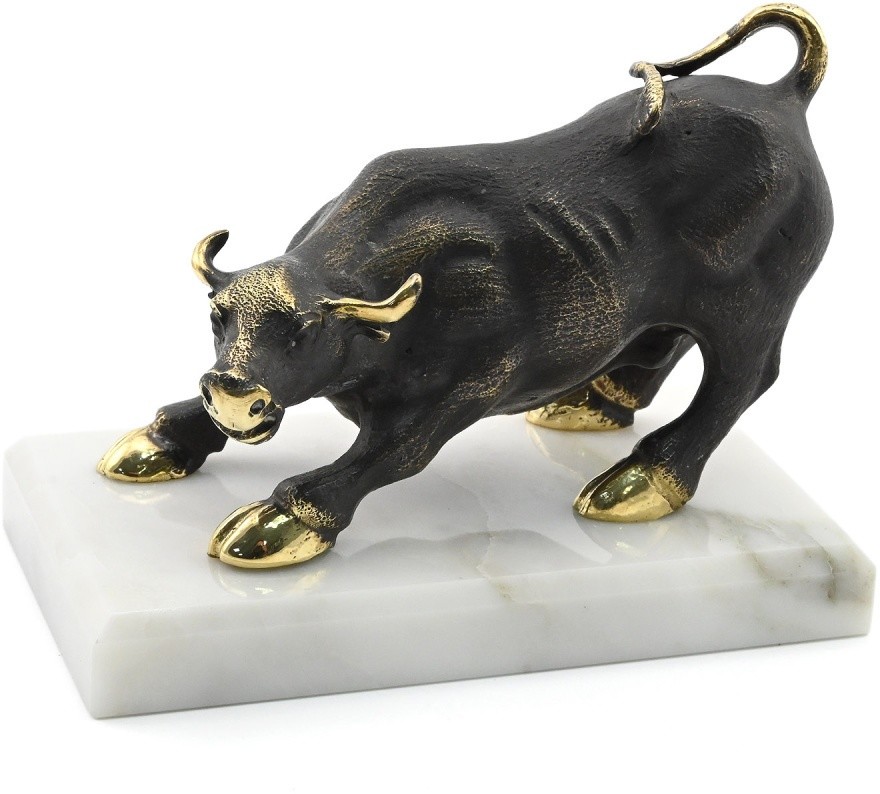 Статуэтка БЫК с УОЛЛ СТРИТ на подставке из мрамора 037rk.1350660-3