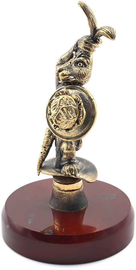 Статуэтка из бронзы КРОЛИК ФОКУСНИК на подставке из яшмы 037rk.1350650/1