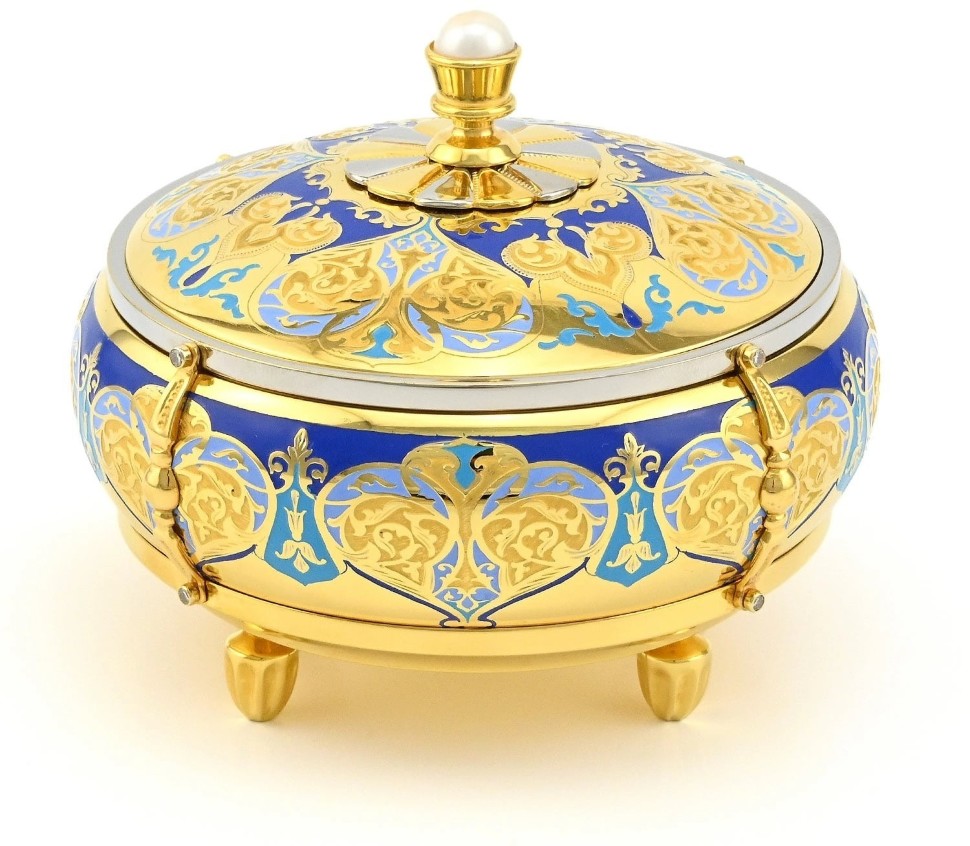 Шкатулка подарочная ЖЕМЧУЖИНА с эмалью AZRK-3331-044-3 Шкатулка подарочная ЖЕМЧУЖИНА с эмалью AZRK-3331-044-3