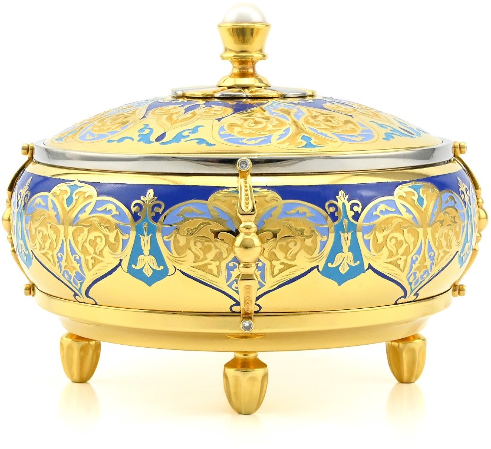 Шкатулка подарочная ЖЕМЧУЖИНА с эмалью AZRK-3331-044-3 Шкатулка подарочная ЖЕМЧУЖИНА с эмалью AZRK-3331-044-3