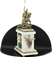 Часы каминные из малахита и мрамора ГЕОРГИЙ ПОБЕДОНОСЕЦ AZRK-3200-531ct Часы каминные из малахита и мрамора ГЕОРГИЙ ПОБЕДОНОСЕЦ AZRK-3200-531ct