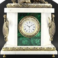Часы каминные из малахита и мрамора ГЕОРГИЙ ПОБЕДОНОСЕЦ AZRK-3200-531ct Часы каминные из малахита и мрамора ГЕОРГИЙ ПОБЕДОНОСЕЦ AZRK-3200-531ct
