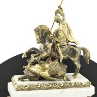 Часы каминные из малахита и мрамора ГЕОРГИЙ ПОБЕДОНОСЕЦ AZRK-3200-531ct Часы каминные из малахита и мрамора ГЕОРГИЙ ПОБЕДОНОСЕЦ AZRK-3200-531ct