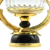 Икорница ДВЕ СТЕРЛЯДКИ с камнем обсидиан AZRK-3330-421
