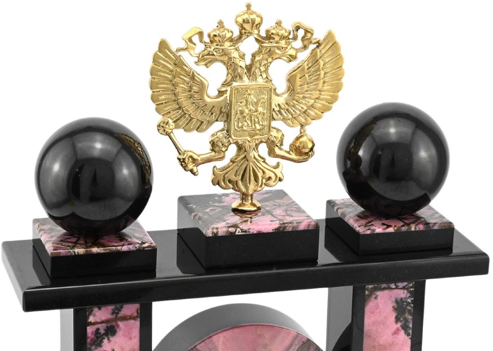 Часы каминные из родонита ГЕРБ РФ AZRK-3730418