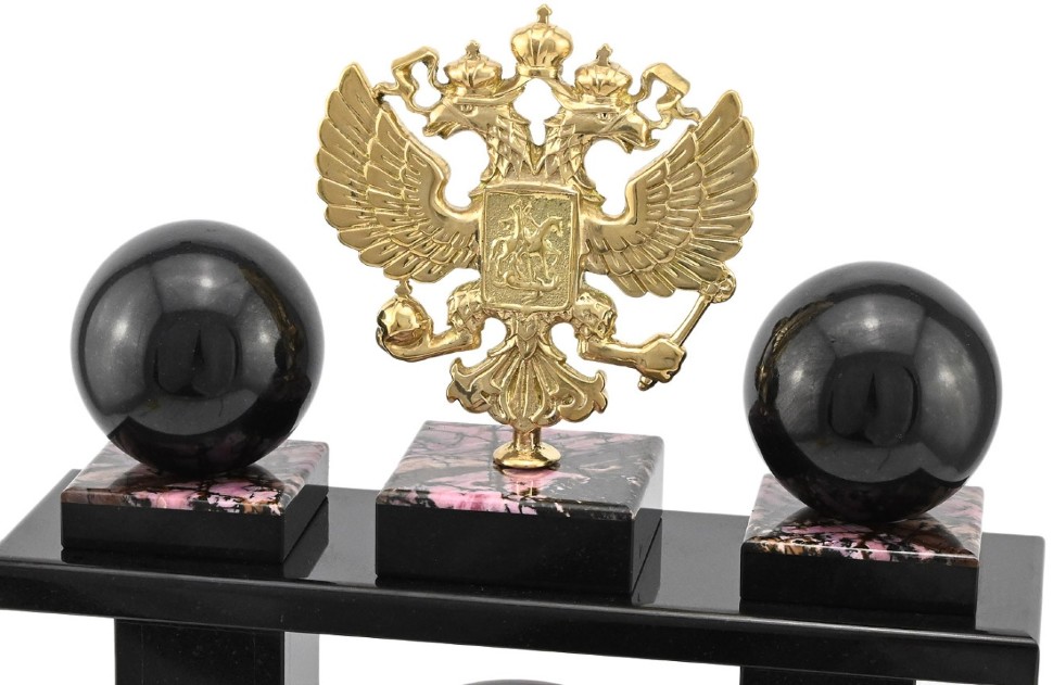 Часы каминные из родонита ГЕРБ РФ AZRK-3730418