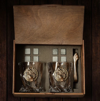 Набор из 2-х бокалов для виски ДРАКОН-3 в деревянном футляре с костерами GP-13000503 