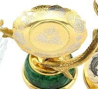 Икорница ДВЕ СТЕРЛЯДКИ с камнем малахит AZRK-3330-420