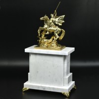 Часы каминные из мрамора и малахита ГЕОРГИЙ ПОБЕДОНОСЕЦ 037rk.3200517