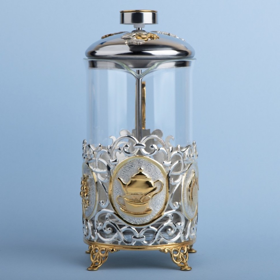 Френч-пресс ЧАЙ 600 мл. (серебрение, золочение) 061.L1303/4G Френч-пресс ЧАЙ 600 мл. (серебрение, золочение) 061.L1303/4G