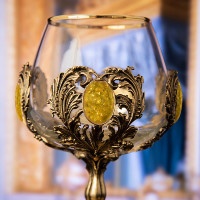 Набор бокалов для коньяка (жёлтый янтарь) в деревянном футляре GP-050402046/3